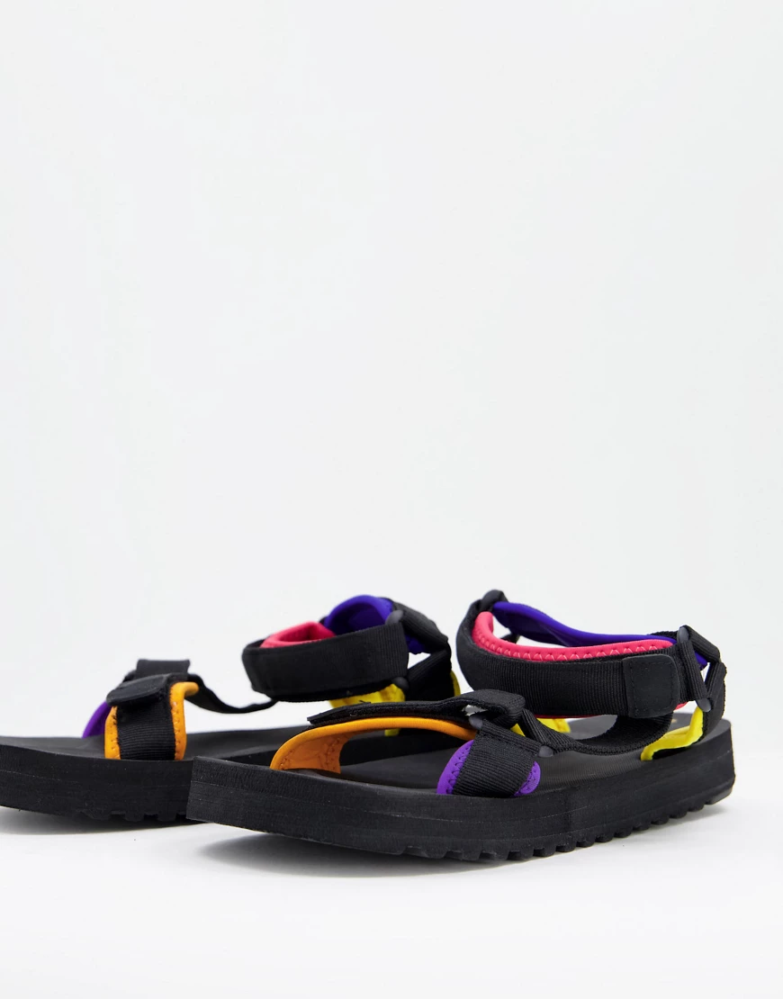 Bershka – Sandalen mit Klettverschluss im Blockfarbendesign in Schwarz günstig online kaufen