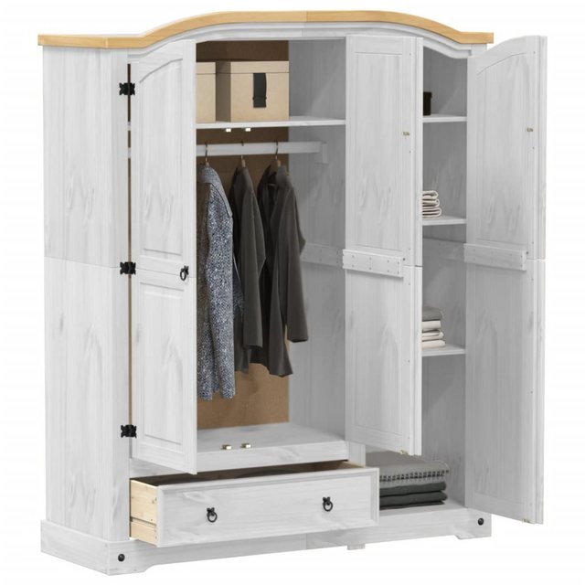 vidaXL Kleiderschrank Kleiderschrank Corona Weiß 151,5x52x186 cm Massivholz günstig online kaufen