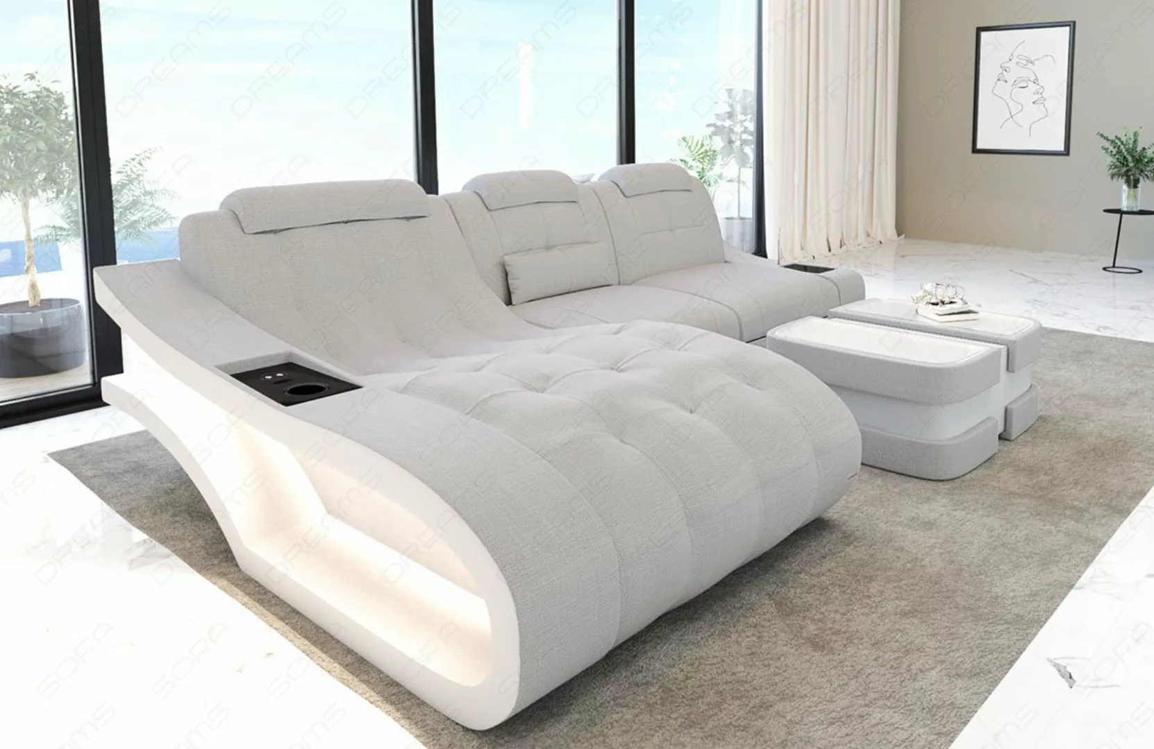 Sofa Dreams Ecksofa Polster Stoff Sofa Elegante H - L Form Stoffsofa Couch, günstig online kaufen