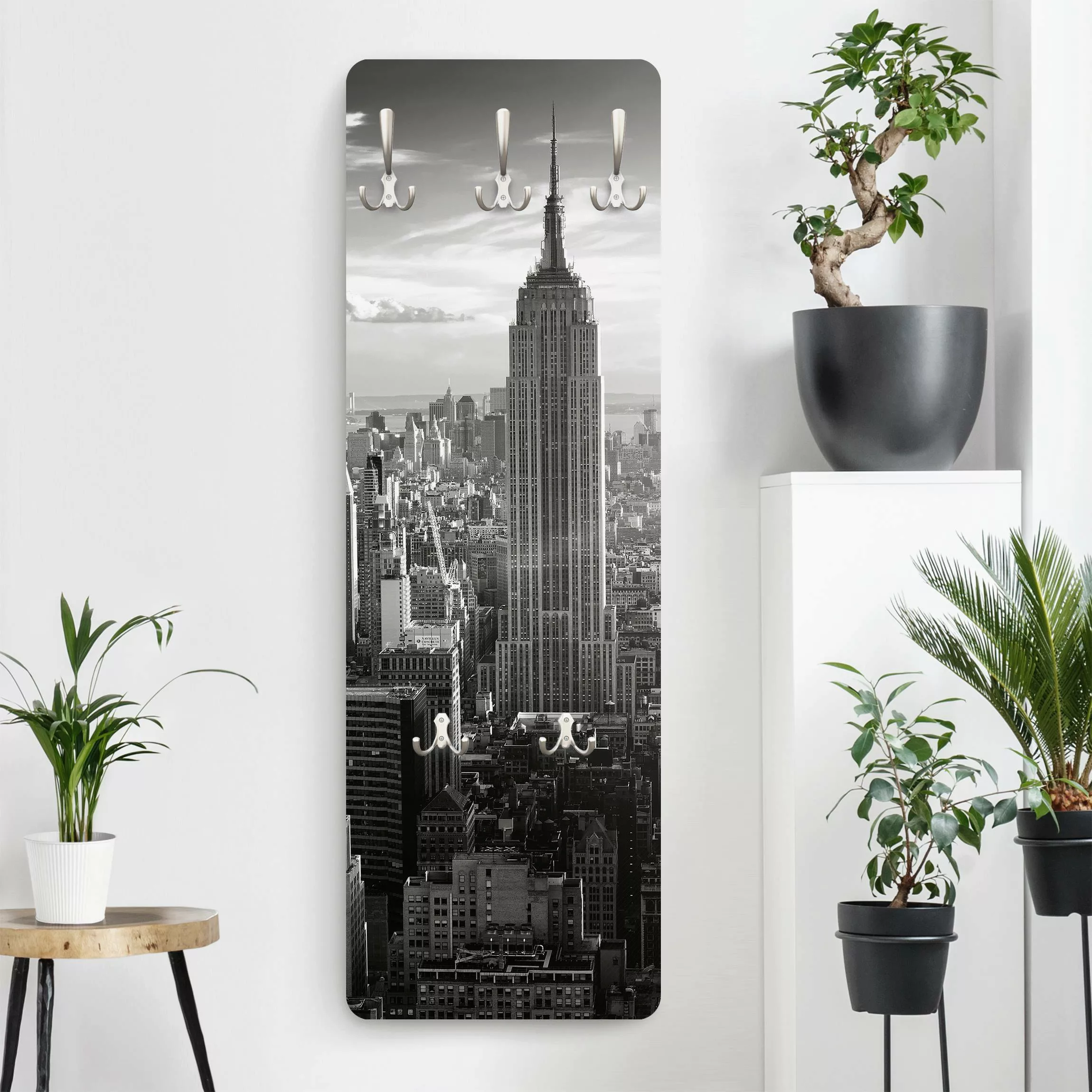 Wandgarderobe Holzpaneel Küche Manhattan Skyline günstig online kaufen