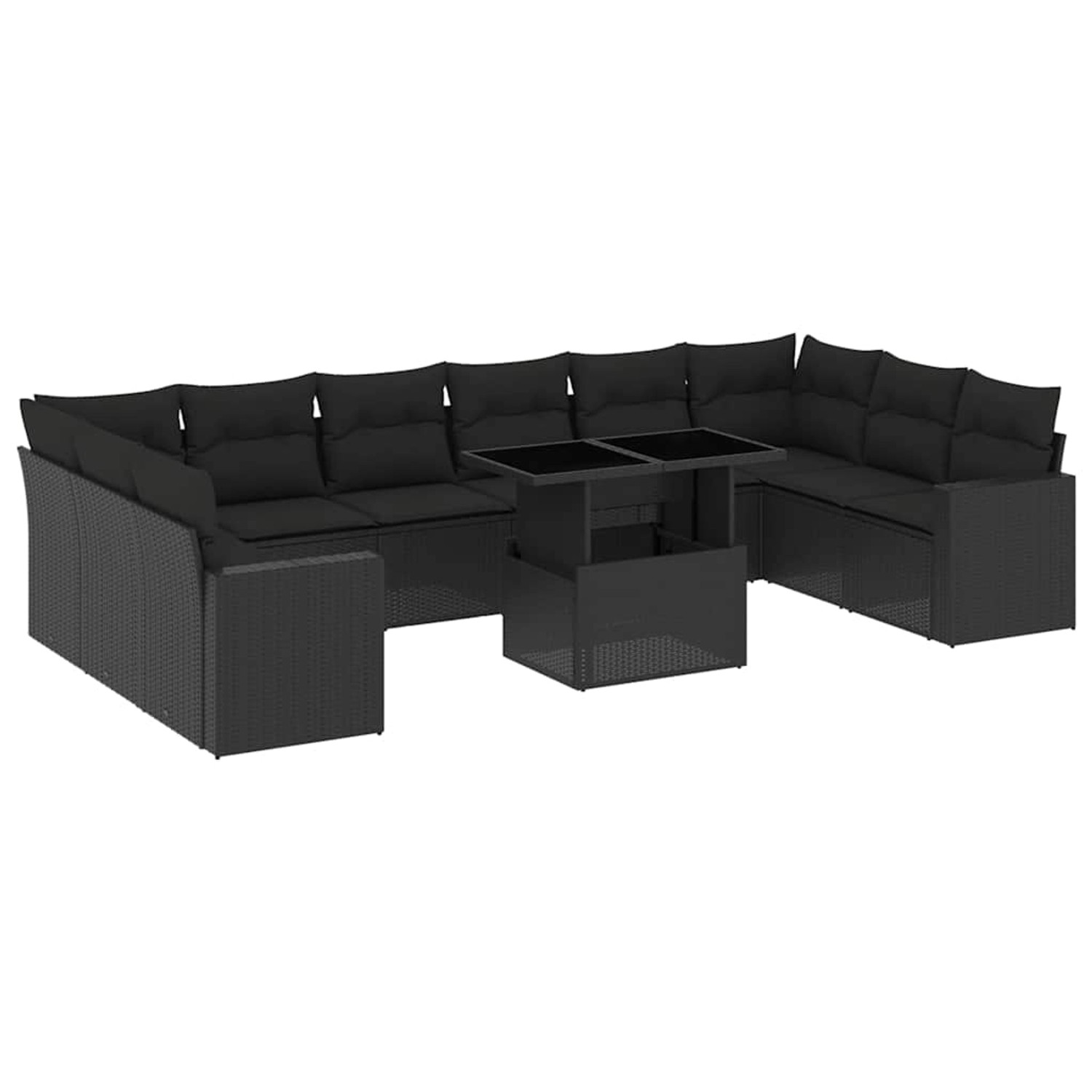 vidaXL 11-Tlg Garten-Sofagarnitur mit Kissen Schwarz Poly Rattan 3267515 günstig online kaufen