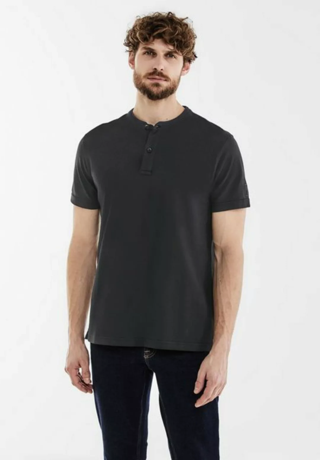 STREET ONE MEN T-Shirt in Unifarbe günstig online kaufen