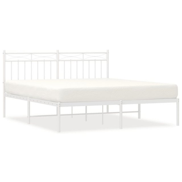 vidaXL Bettgestell Bettrahmen mit Kopfteil Metall Weiß 160x200 cm Bett Bett günstig online kaufen