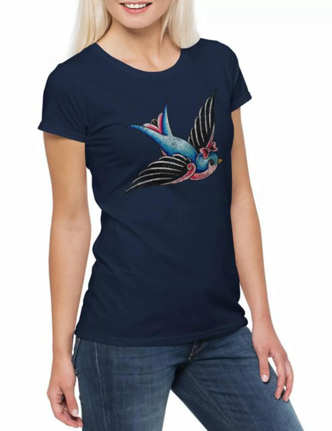 Urban Backwoods Print-Shirt Tattoo Swallow A Damen T-Shirt Schwalbe Love ha günstig online kaufen