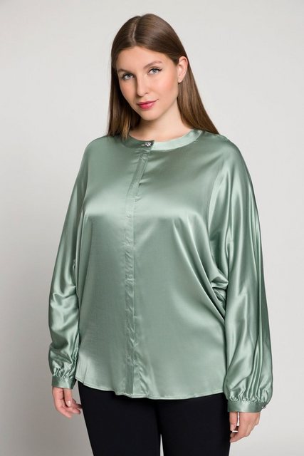 Ulla Popken Satinbluse Satinbluse oversized Rundhals Fledermausarm günstig online kaufen