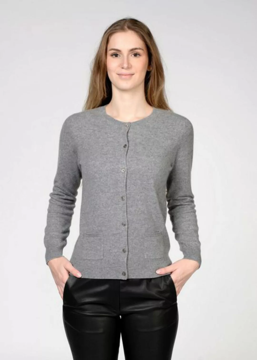 IN LINEA Strickjacke NOS Cardigan, Rundhals, 812 FLANELL MEL. günstig online kaufen