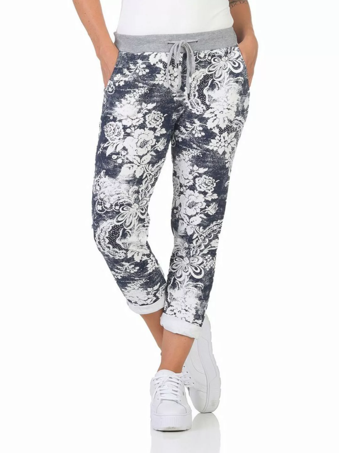 Mississhop Chinohose Damen Hose Blumen Jogginghose Baumwolle gemustert M. 2 günstig online kaufen