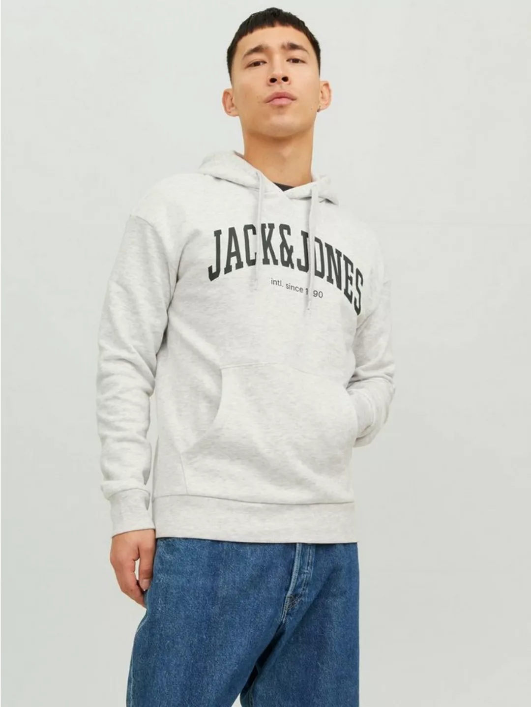 Jack & Jones Hoodie Logo Print Hoodie Kapuzen Pullover JJEJOSH 5584 in Hell günstig online kaufen