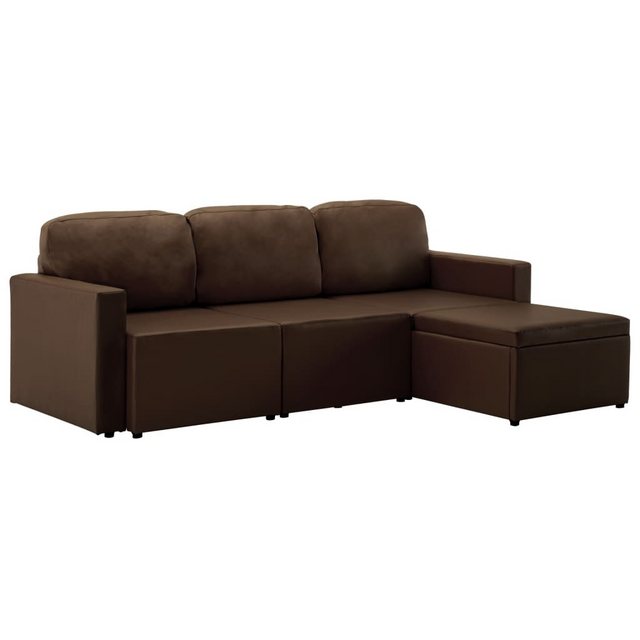 Modulares 3-sitzer Schlafsofa Braun Kunstleder günstig online kaufen