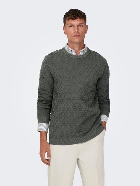 ONLY & SONS Strickpullover Design Pullover Geripptes Karo Strick Muster ONS günstig online kaufen