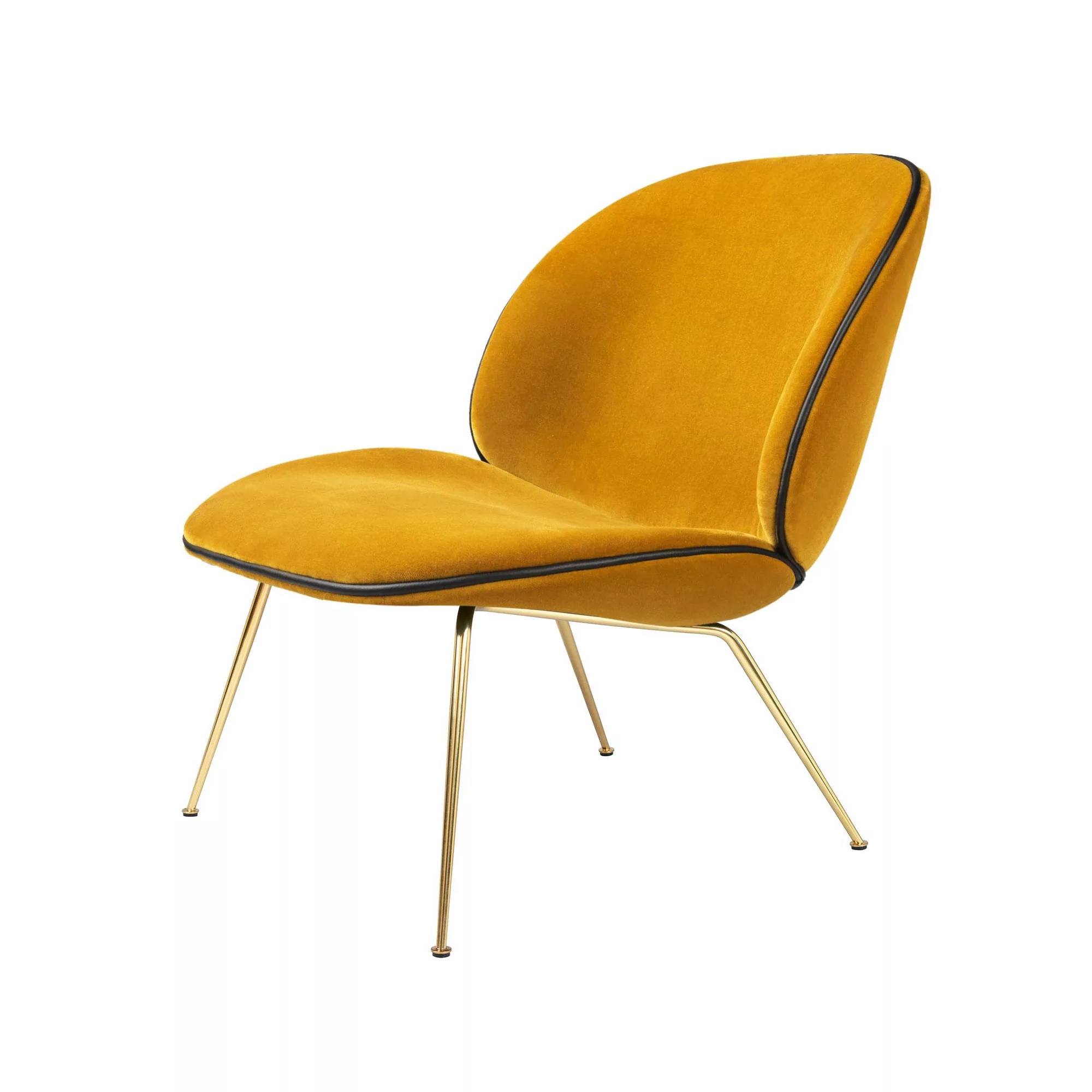 Gubi - Beetle Lounge Chair Samt Gestell Messing - gelb/Samt Velluto G075/31 günstig online kaufen