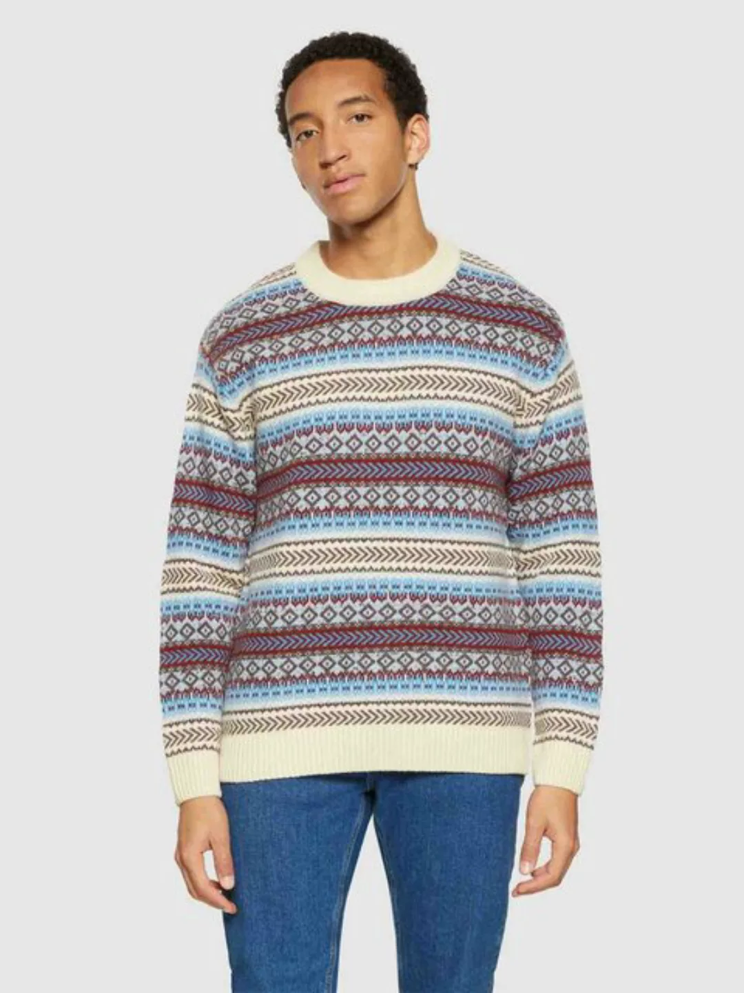 KnowledgeCotton Apparel Strickpullover Knitted Fair Isle Crew Neck günstig online kaufen