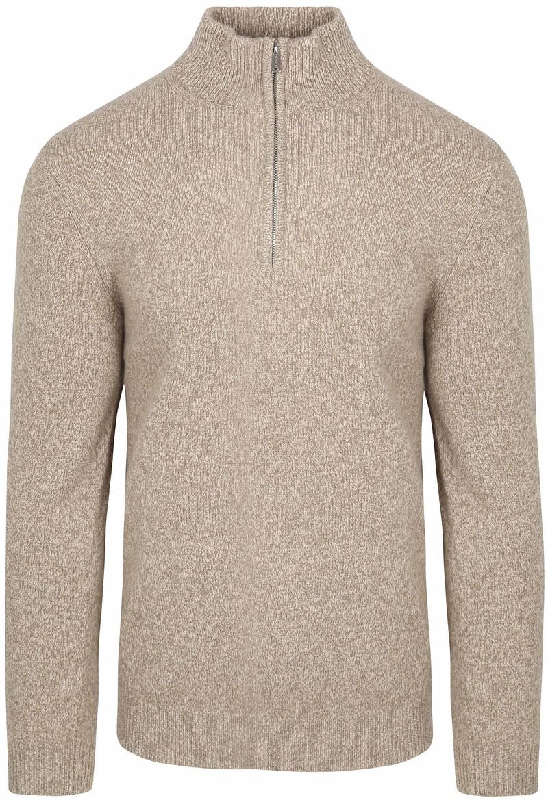 Profuomo Half Zip Pullover Lammwolle Melange Beige - Größe S günstig online kaufen