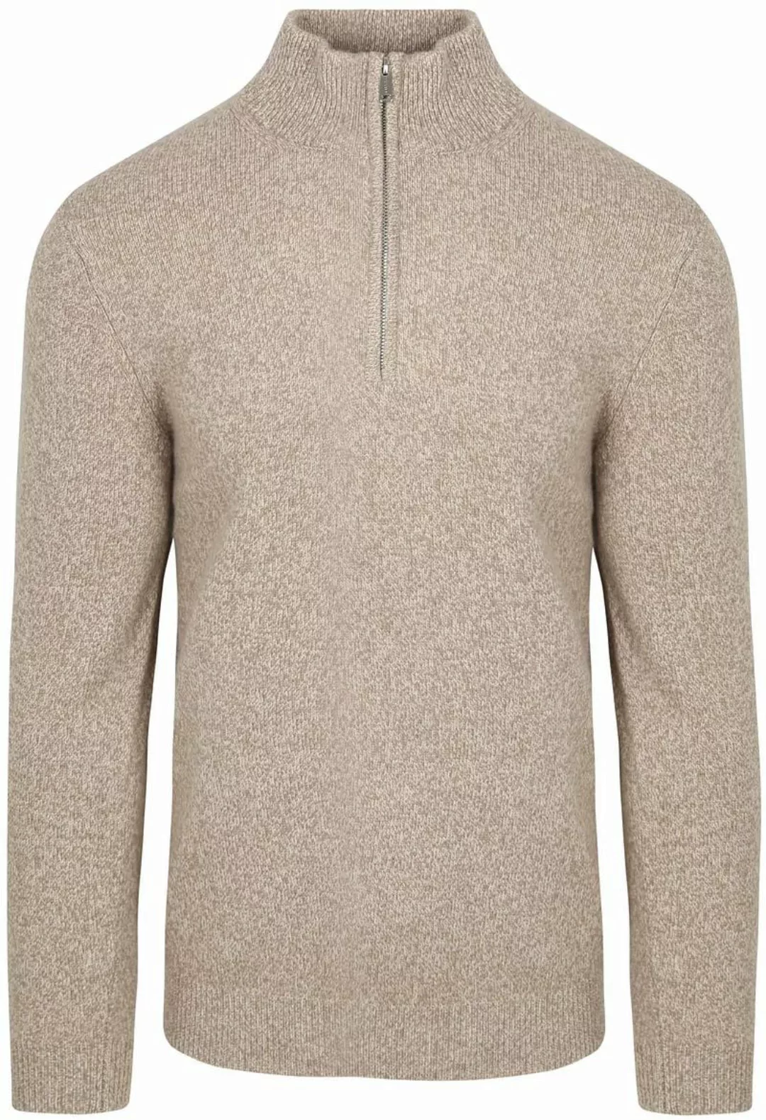 Profuomo Half Zip Pullover Lammwolle Melange Beige - Größe S günstig online kaufen