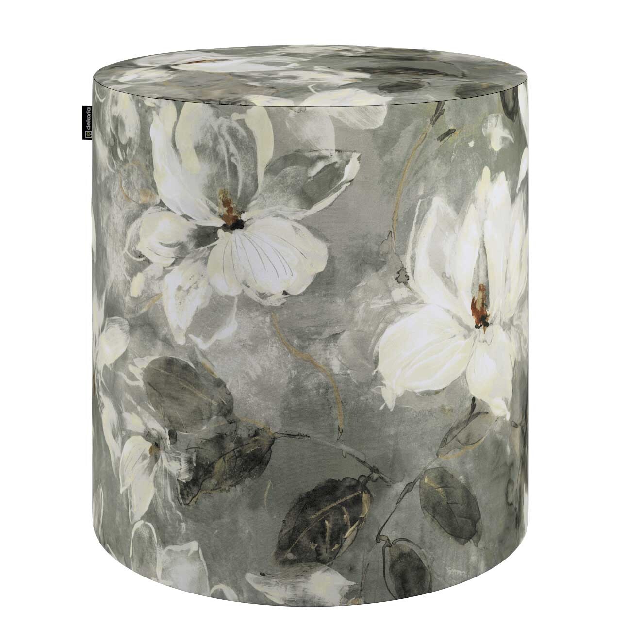 Pouf Barrel, grau-weiß, ø40 cm x 40 cm, Velvet (184-24) günstig online kaufen