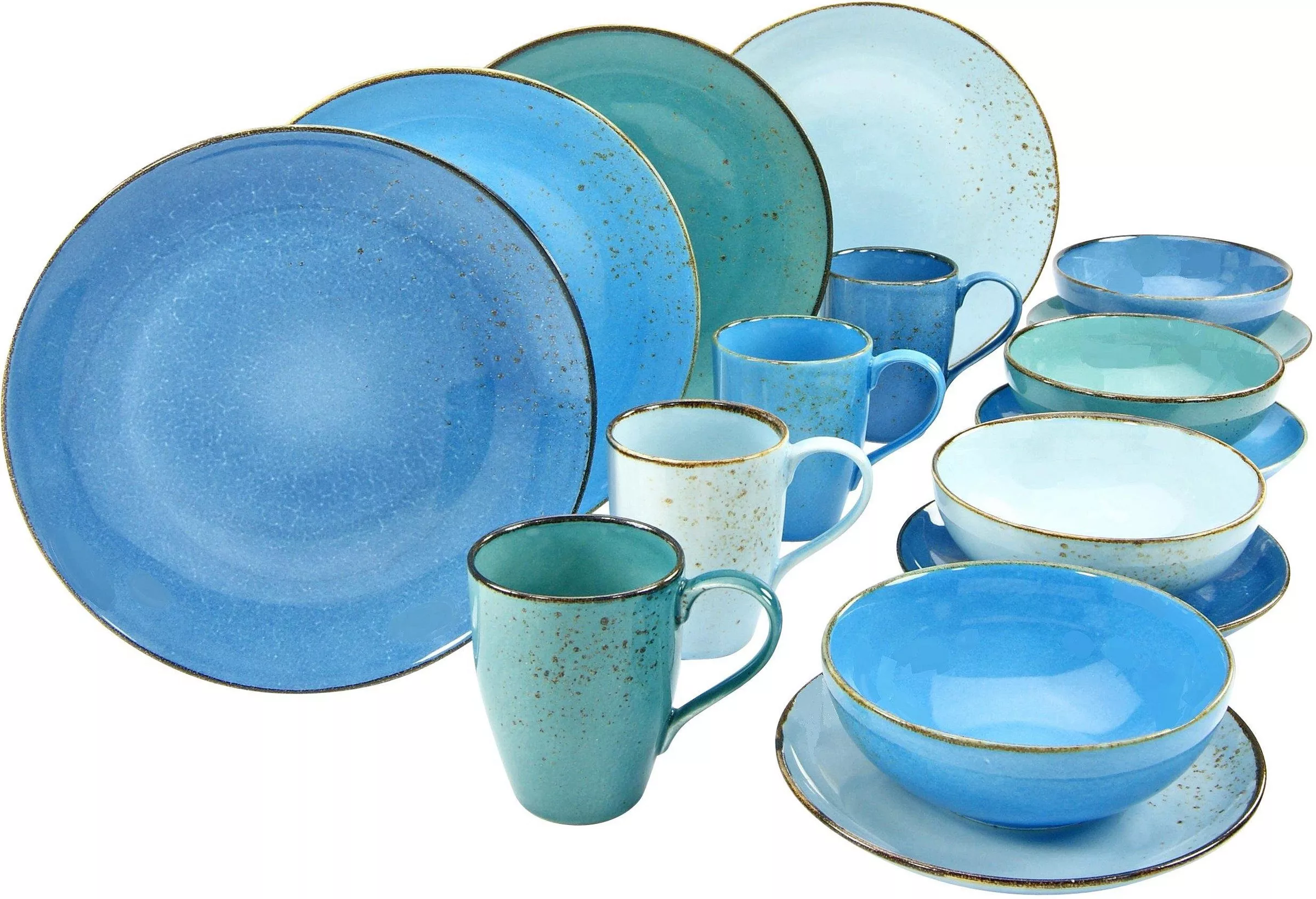 CreaTable Kombiservice »Geschirr-Set NATURE COLLECTION Aqua«, (Set, 16 tlg. günstig online kaufen