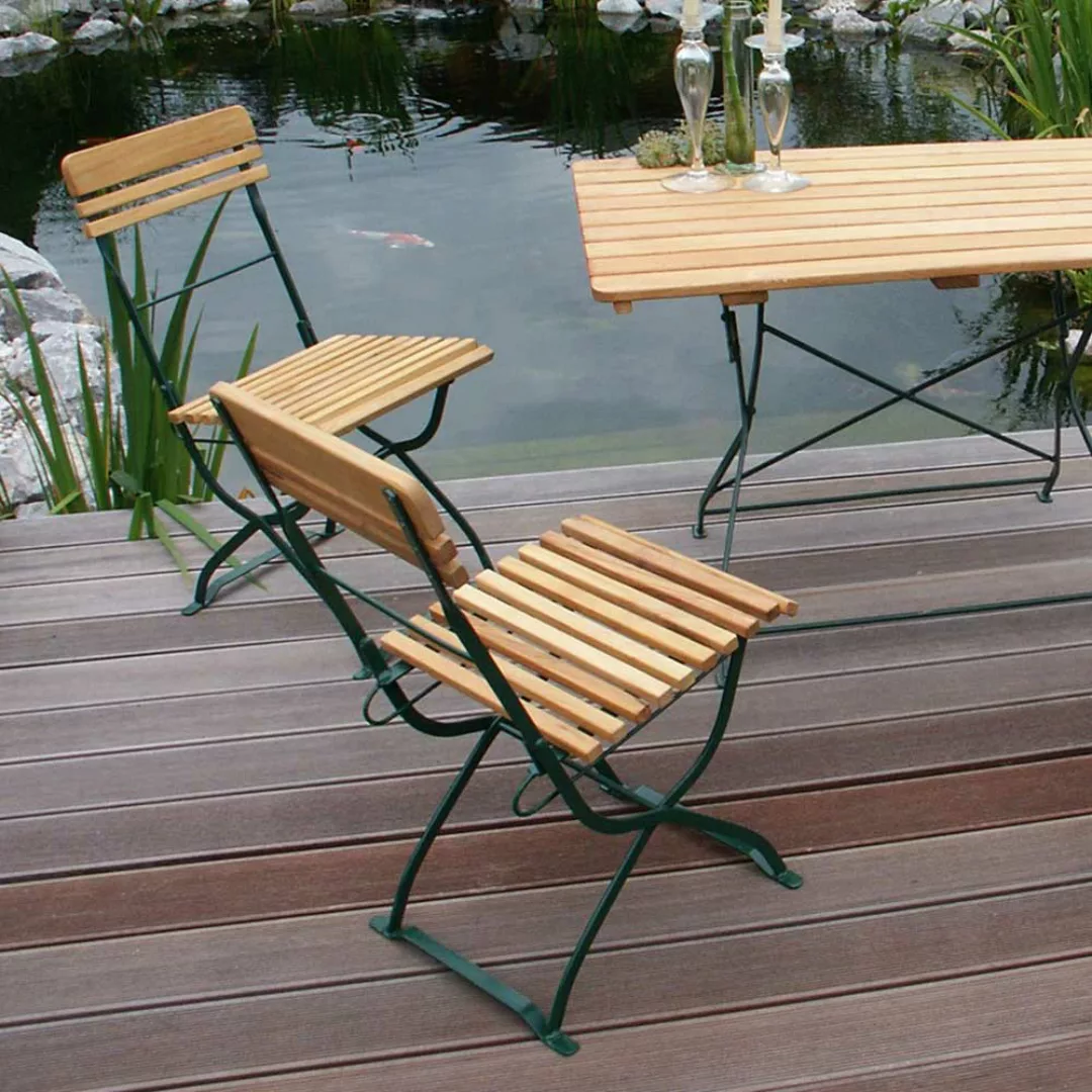 Terrassensitzgruppe aus Massivholz und Metall klappbar (fünfteilig) günstig online kaufen