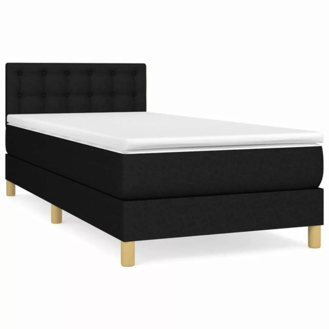 vidaXL Bettgestell Boxspringbett mit Matratze Schwarz 90x200 cm Stoff Bett günstig online kaufen