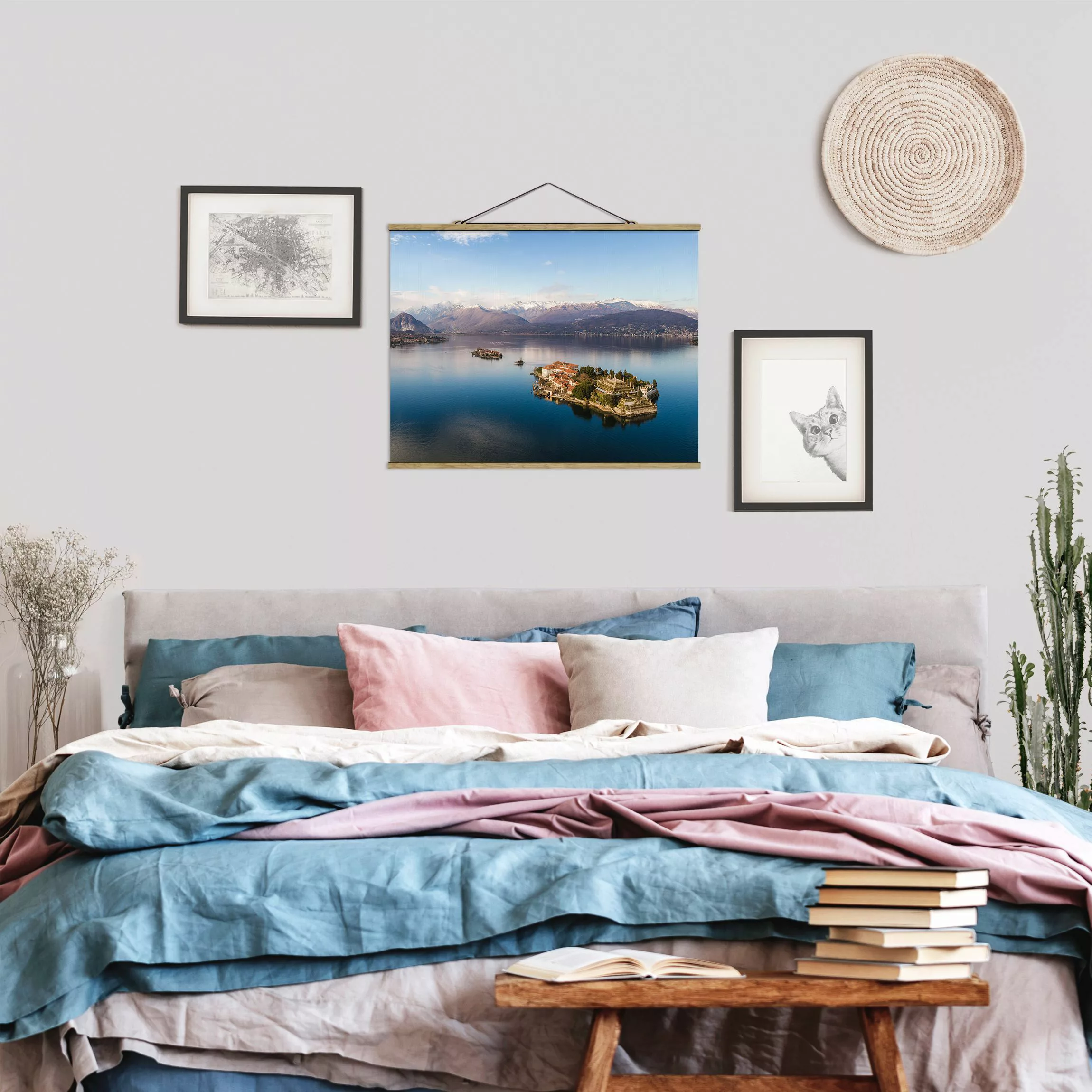 Stoffbild mit Posterleisten Insel Isola Bella in Italien günstig online kaufen