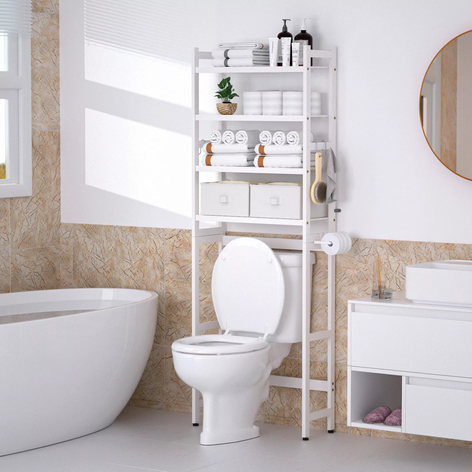 Yorbay Badregal Toilettenregal Bambus mit 4 günstig online kaufen