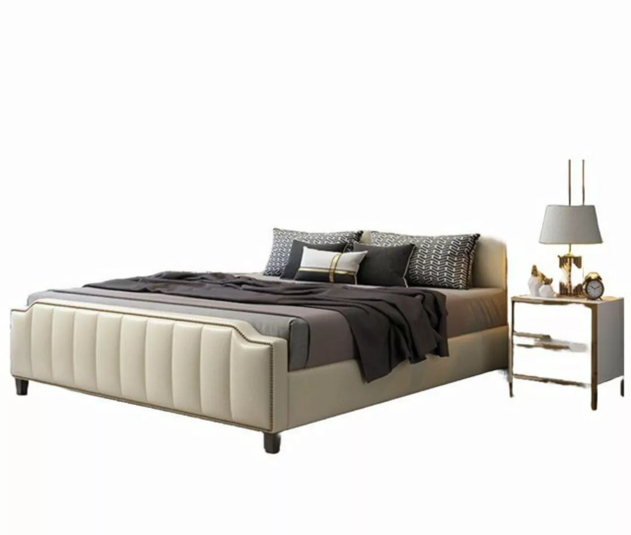 JVmoebel Bett Beige Doppelbett Schlafzimmer Betten Luxus Einrichtung Möbel günstig online kaufen