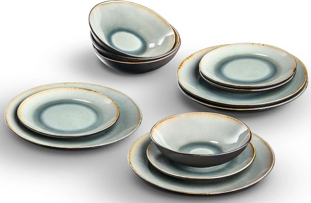 my home Tafelservice »Liane«, (Set, 12 tlg., 4 Desserteller, 4 Universalsch günstig online kaufen