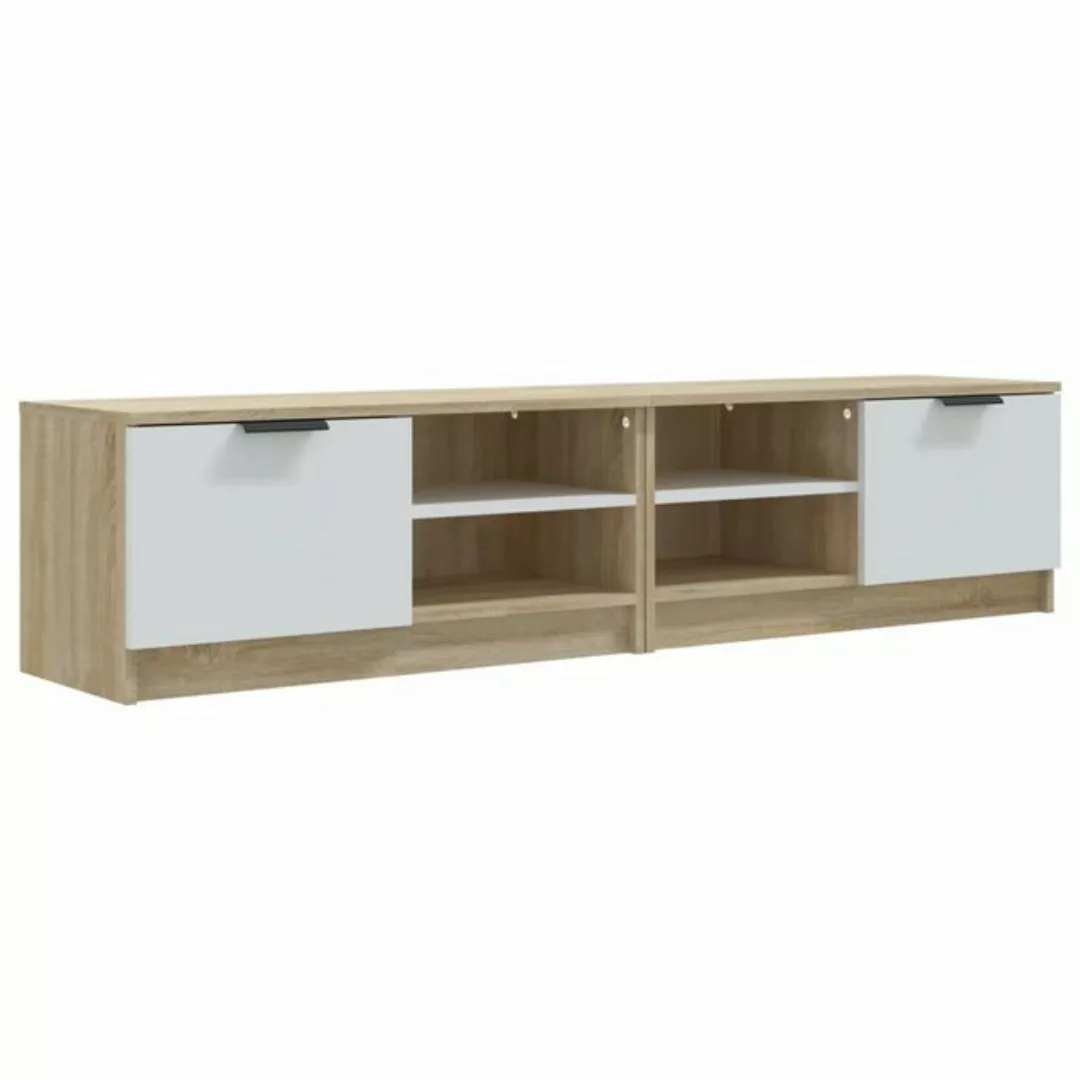 vidaXL TV-Schrank TV-Schränke 2 Stk. Weiß/Sonoma-Eiche 80x35x36,5cm Holzwer günstig online kaufen