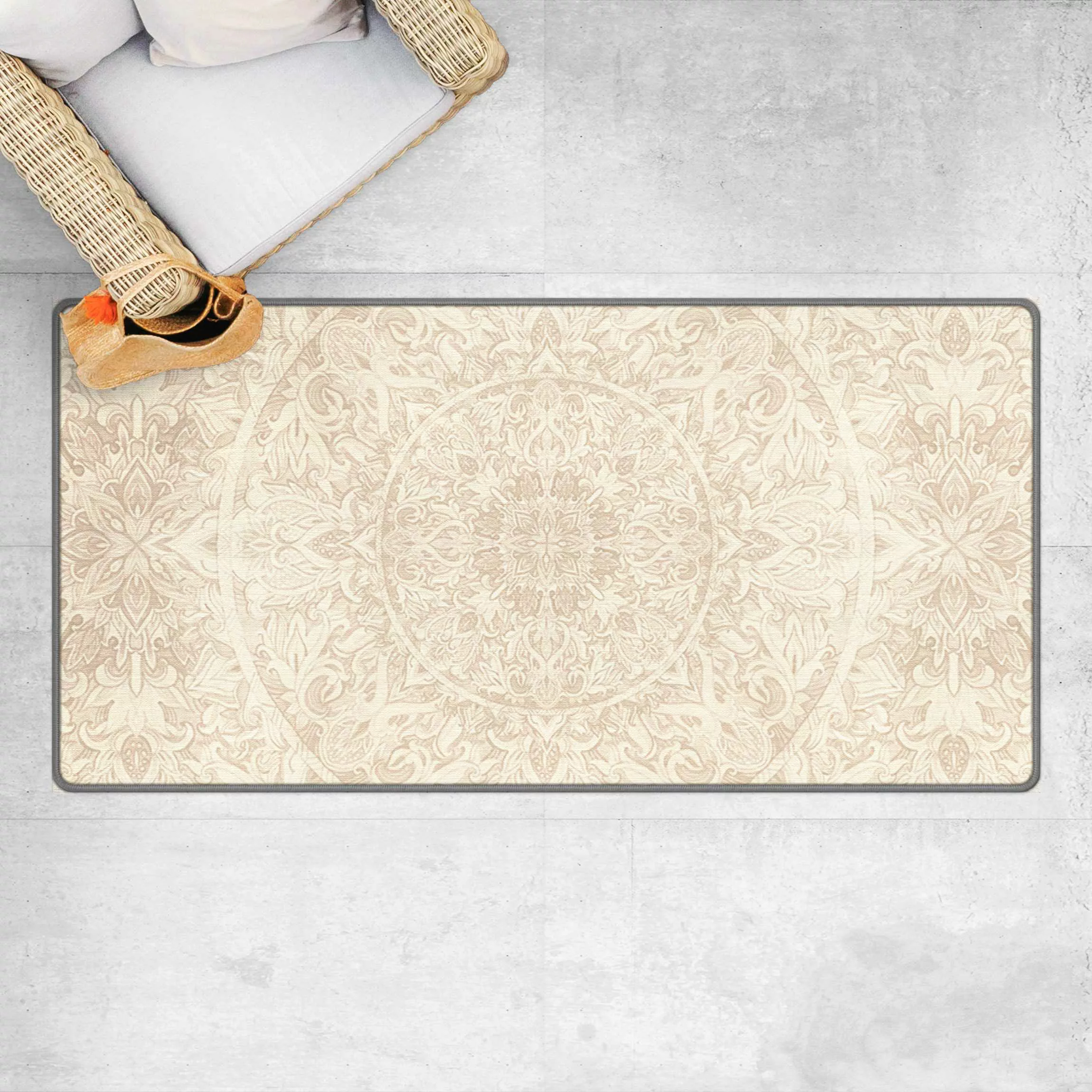 Teppich Mandala Aquarell Muster Ornament beige günstig online kaufen