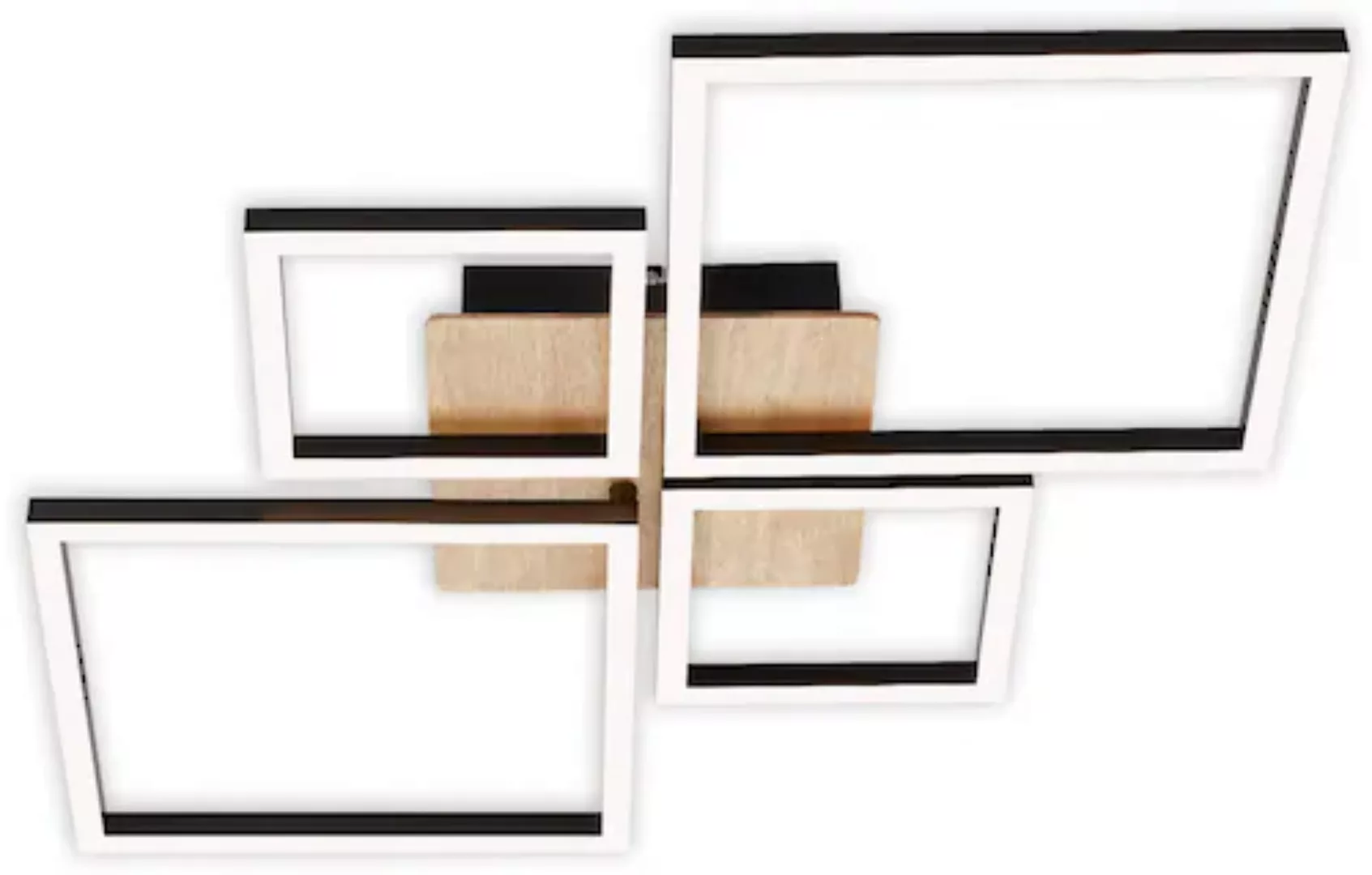 LED-Deckenleuchte Frame, Step dim, 4-flammig Holz günstig online kaufen