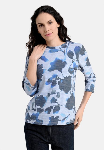 BICALLA T-Shirt Shirt mit Blüten und Streifen in Blau (1-tlg) günstig online kaufen