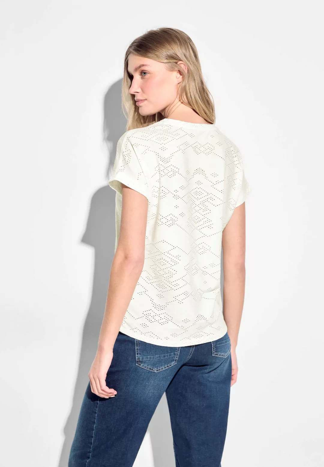 Cecil T-Shirt, mit Lochmuster in Ornamentform günstig online kaufen