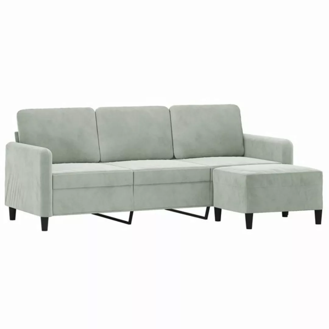 vidaXL Sofa 3-Sitzer-Sofa mit Hocker 180 cm Samt, Hellgrau günstig online kaufen