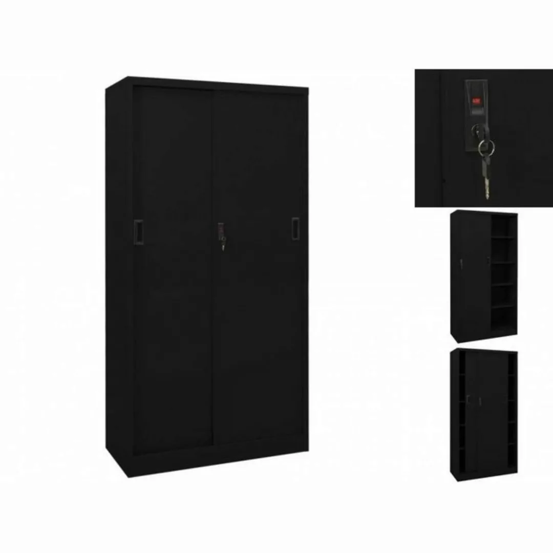 vidaXL Kleiderschrank Büroschrank mit Schiebetür Schwarz 90x40x180 cm Stahl günstig online kaufen