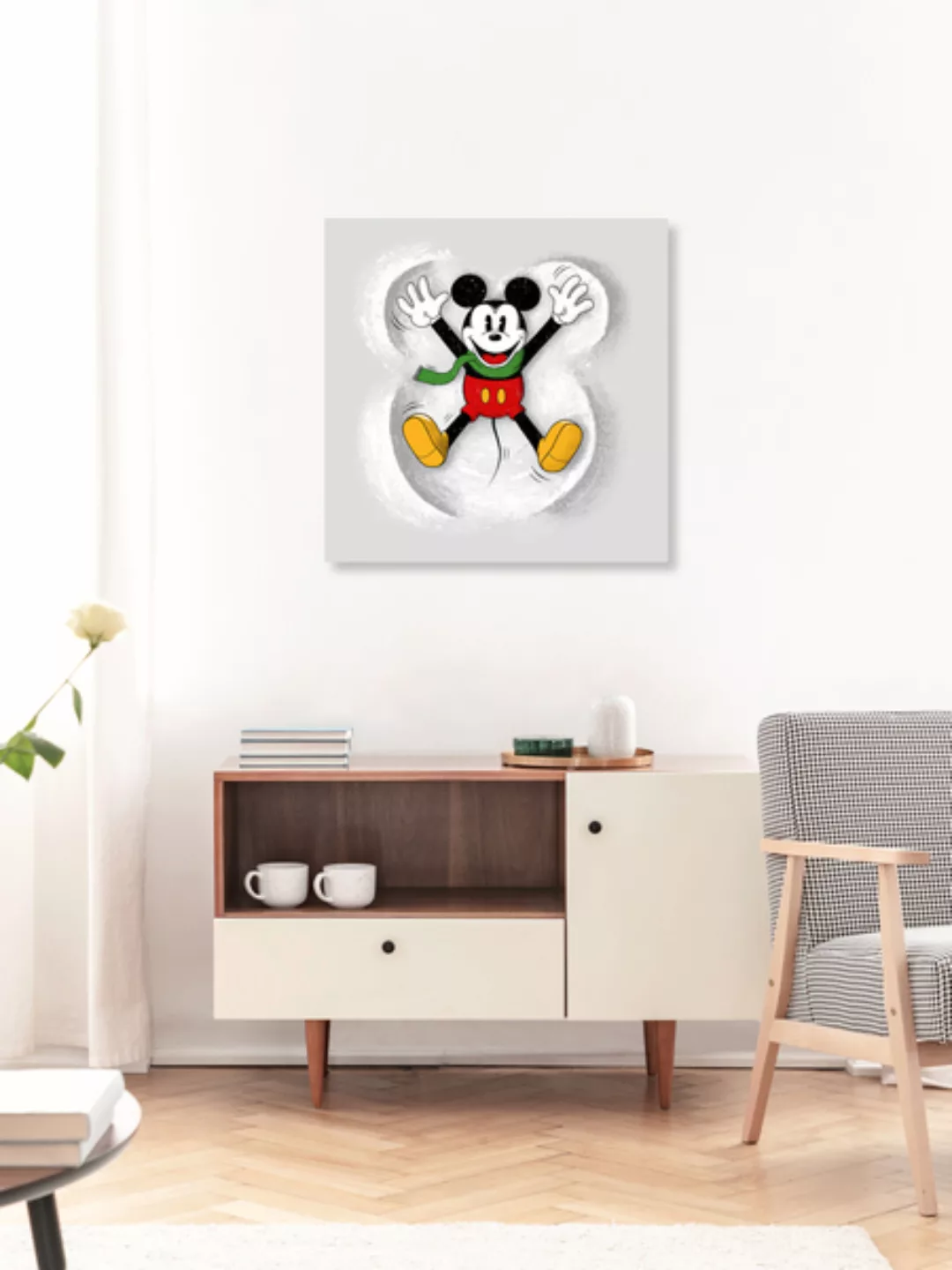Poster / Leinwandbild - Micky Maus Im Schnee günstig online kaufen