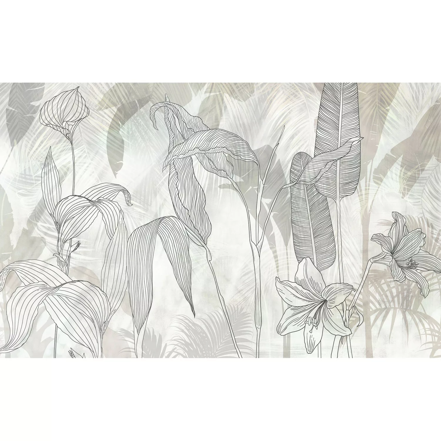 Komar Fototapete »Vlies Fototapete - Linierte Lilien - Größe 400 x 250 cm«, günstig online kaufen
