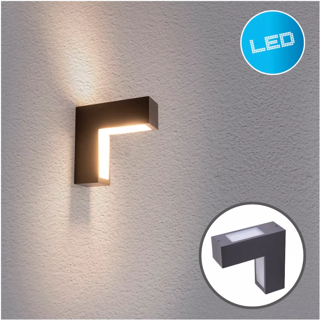 näve LED Außen-Wandleuchte "Angus", 1 flammig, anthrazit/opal Up/Downlight günstig online kaufen