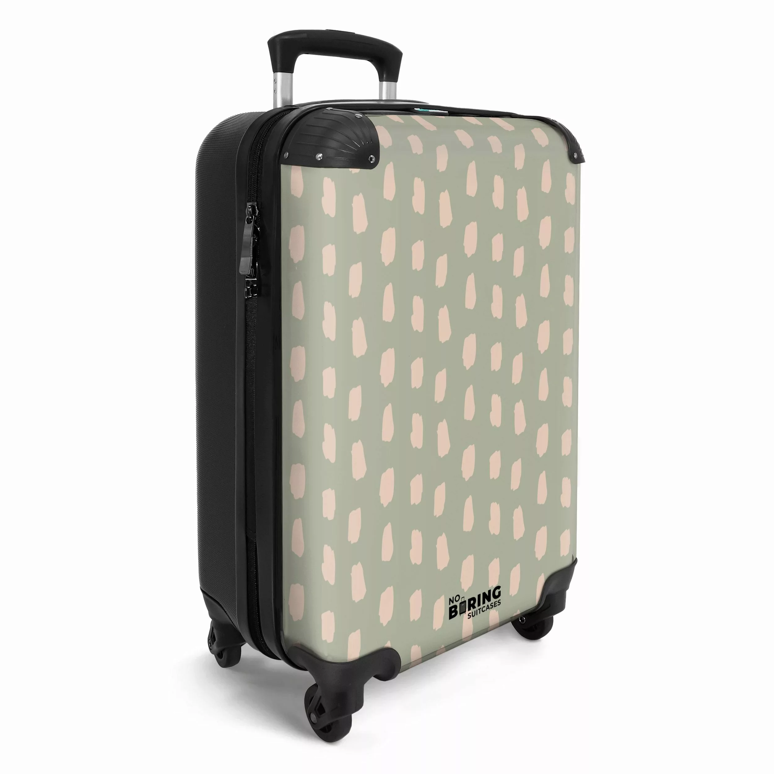 NoBoringSuitcases.com© Hartschalen-Trolley Grün mit beigen Flecken günstig online kaufen