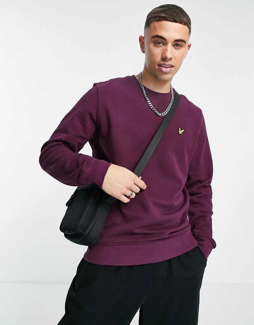 Lyle & Scott – Sweatshirt mit Rundhalsausschnitt in Burgunderrot günstig online kaufen