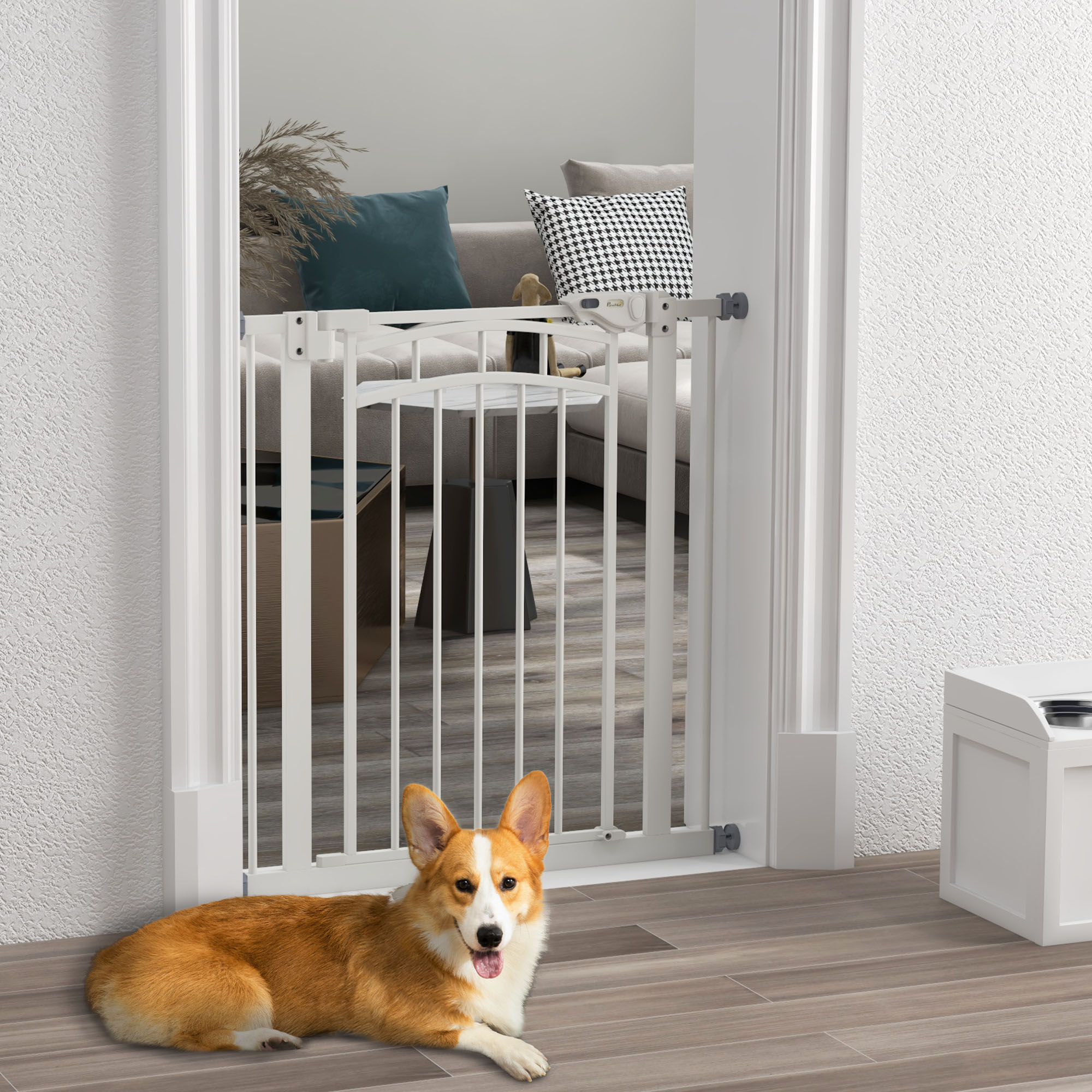 PawHut Hundeschutzgitter ausziehbar 74-80 cm, Doppelschloss, automatische S günstig online kaufen