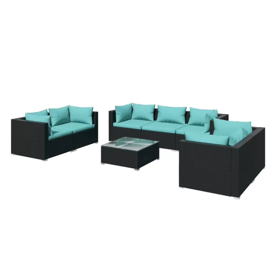 Vidaxl 8-tlg. Garten-lounge-set Mit Kissen Poly Rattan Schwarz günstig online kaufen