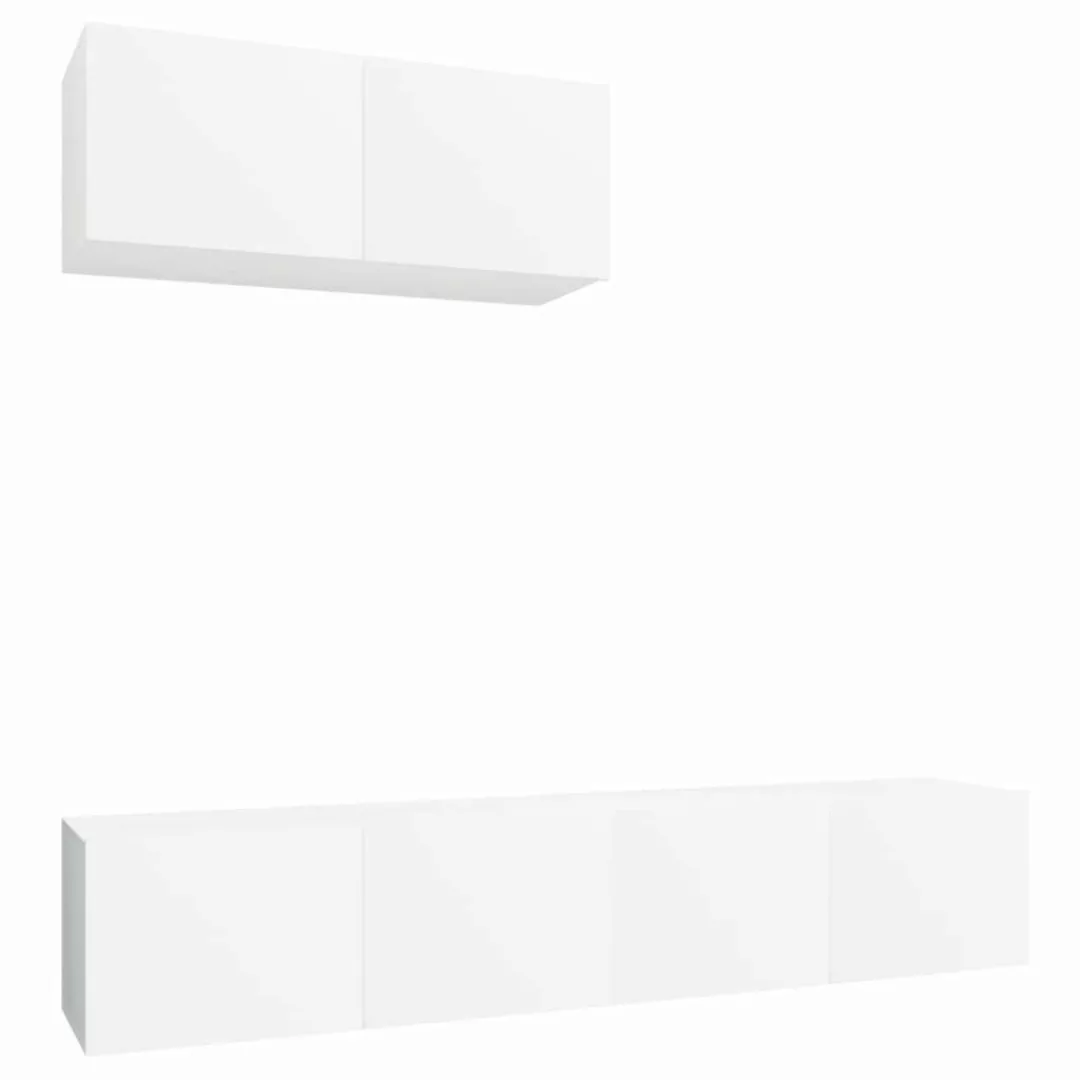 vidaXL TV-Schrank 3-tlg. TV-Schrank-Set Weiß Holzwerkstoff günstig online kaufen