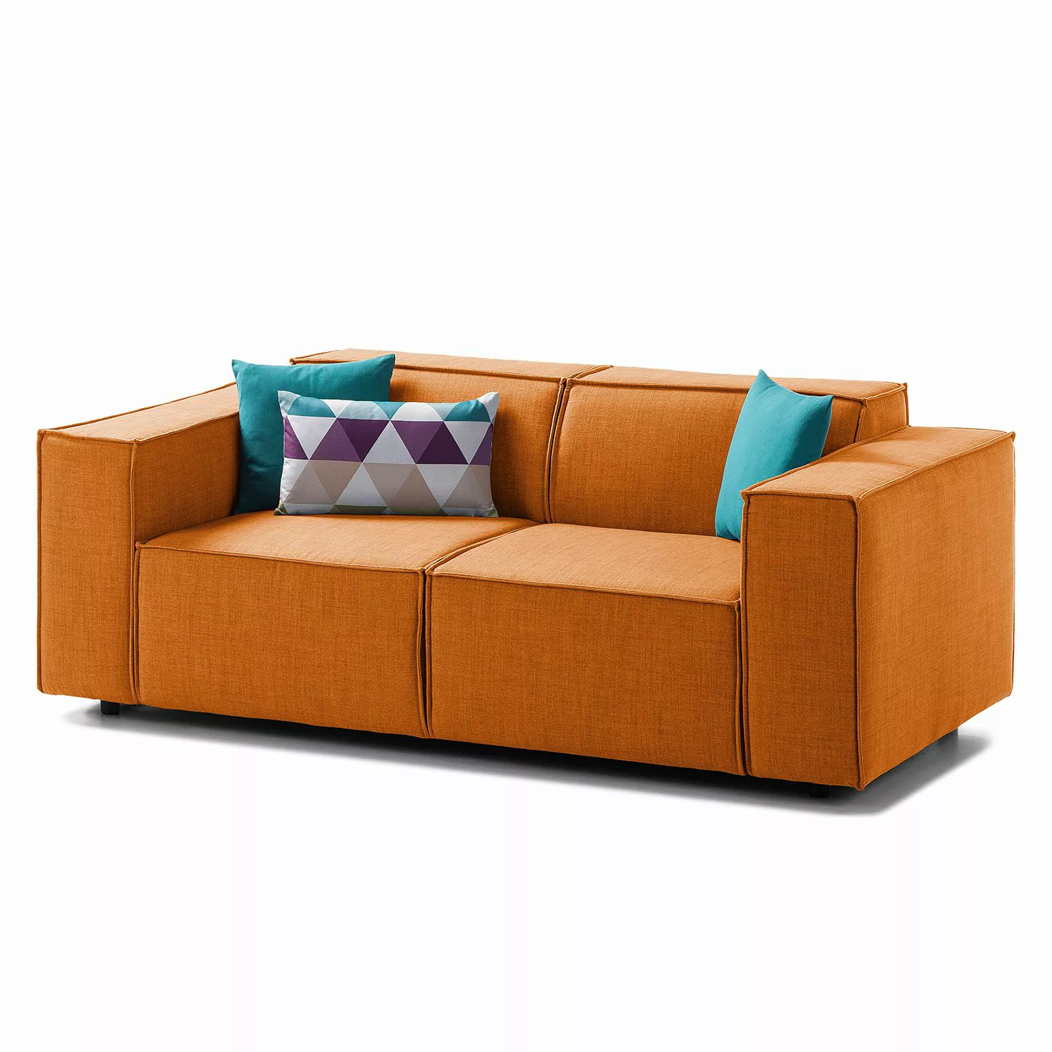 home24 Sofa Kinx 2-Sitzer Grau/Braun Webstoff 189x72x96 cm (BxHxT) Modern günstig online kaufen