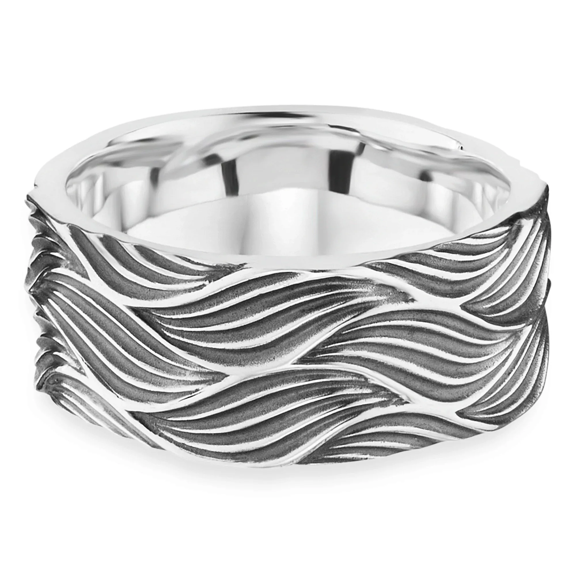 CAÏ Fingerring "925/- Sterling Silber oxidiert Wellen" günstig online kaufen