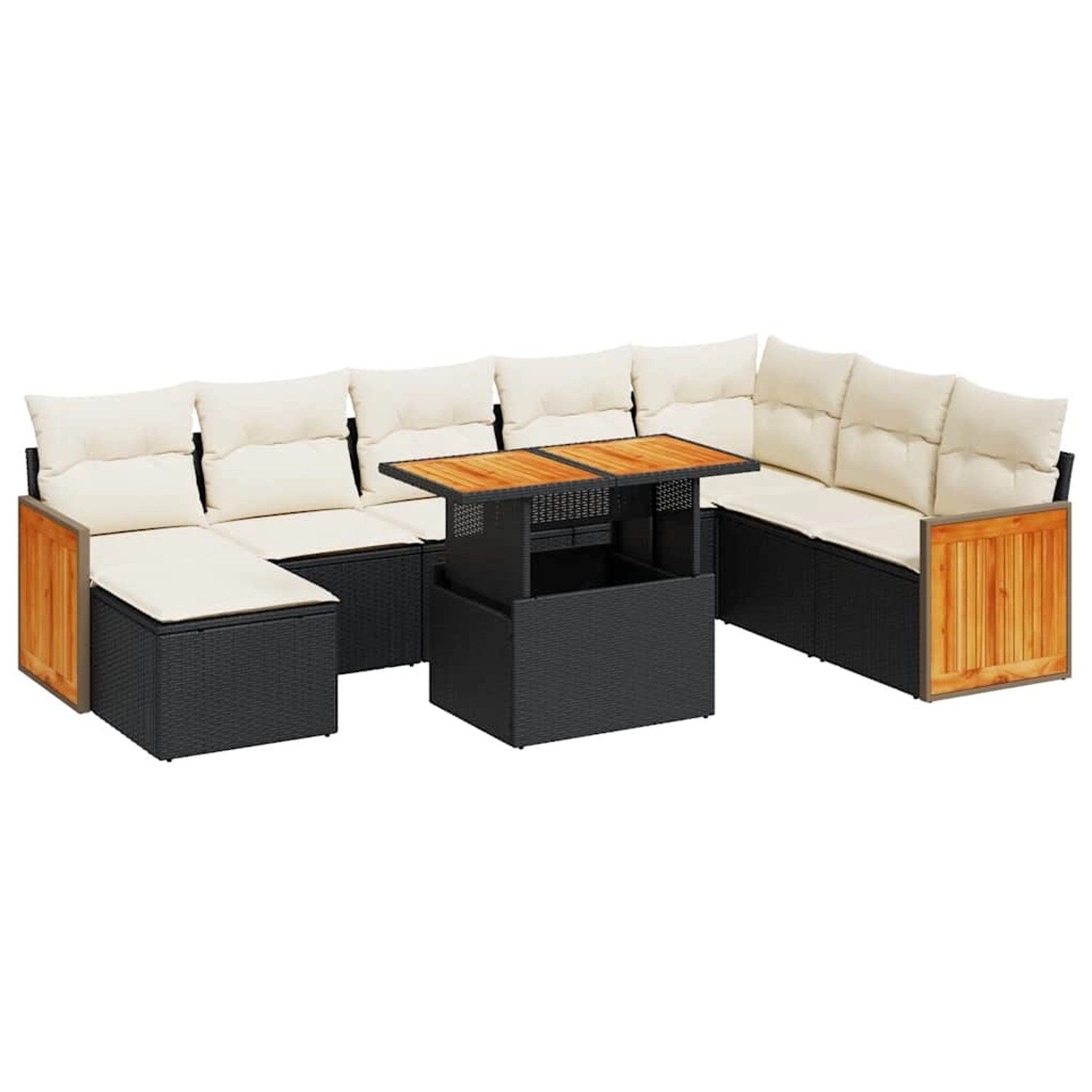 vidaXL 9-Tlg Garten-Sofagarnitur mit Kissen Schwarz Poly Rattan 3327745 günstig online kaufen