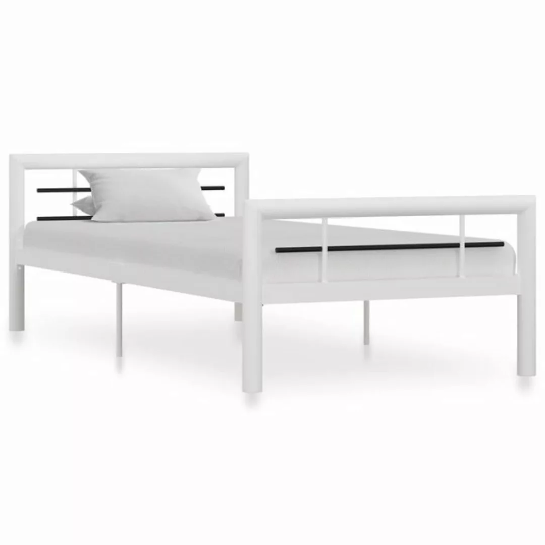 furnicato Bett Bettgestell Weiß und Schwarz Metall 100 × 200 cm günstig online kaufen