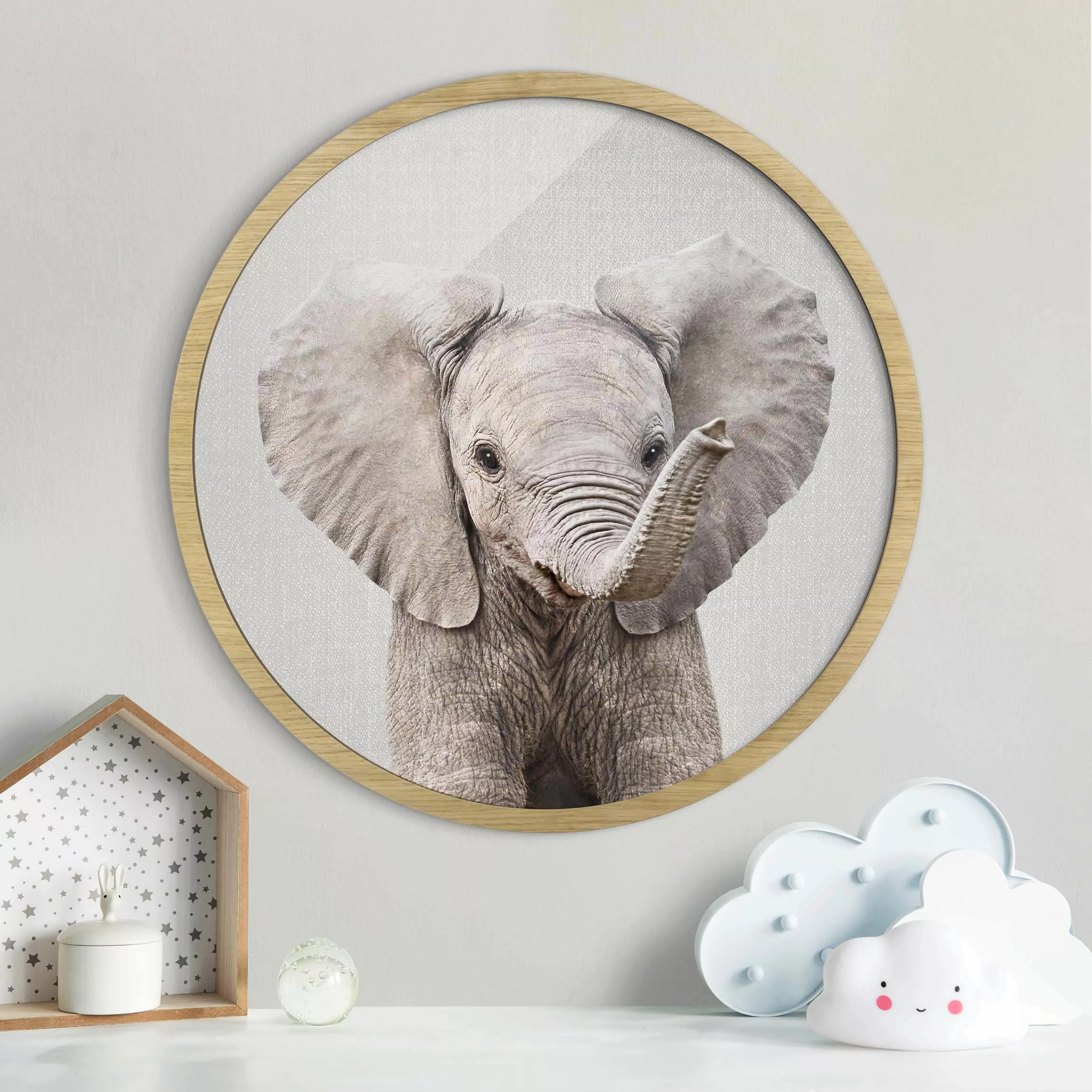 Rundes Gerahmtes Bild Baby Elefant Elsa günstig online kaufen