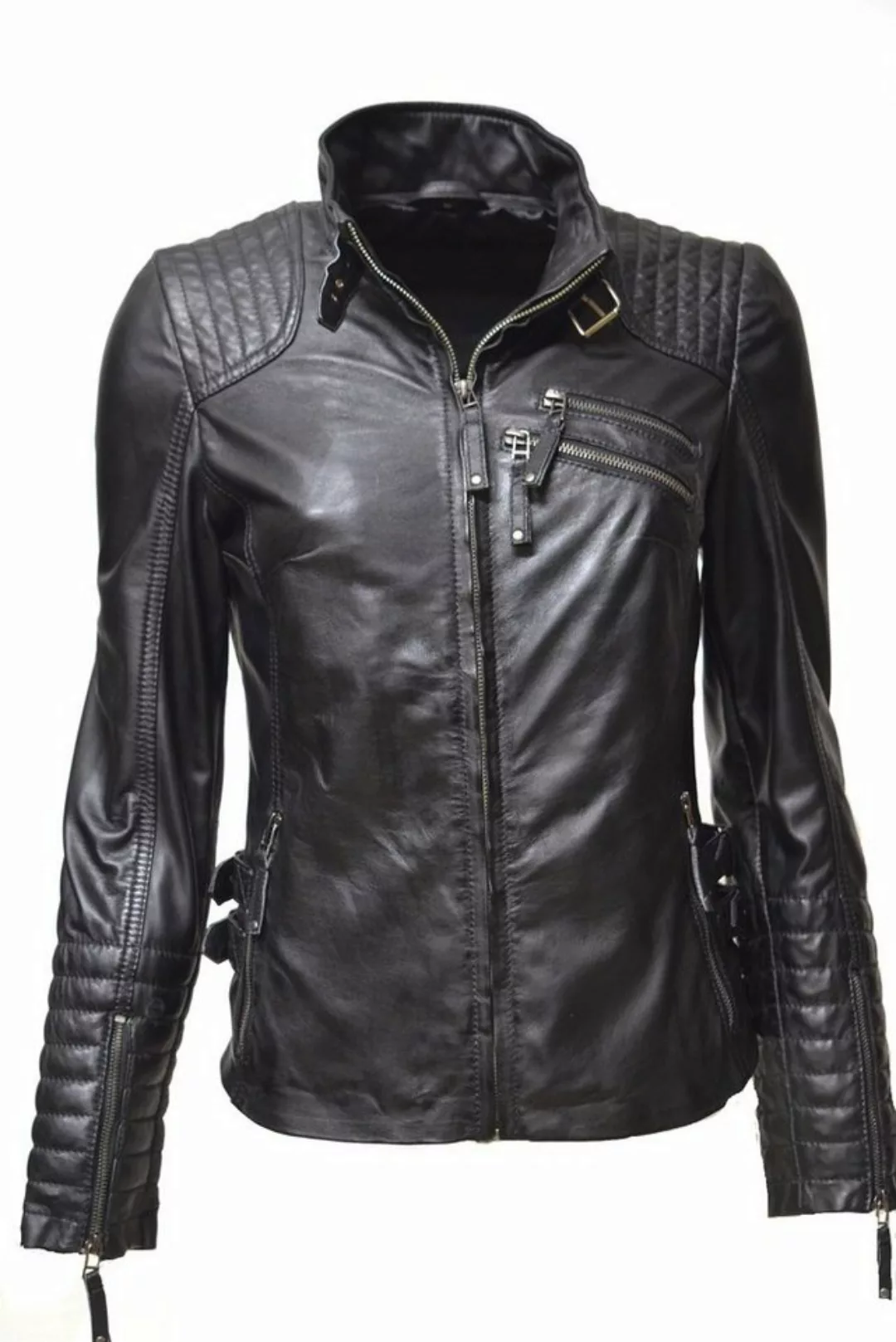 Zimmert Leather Lederjacke Amy (1-St) weiches Lammnappa Leder, Grün, Schwar günstig online kaufen