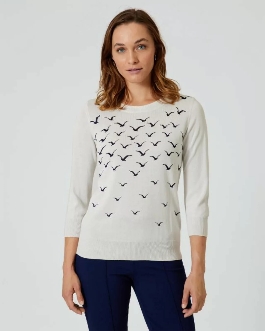 Fiora Blue Pullover mit Anker- oder Vogeldruck günstig online kaufen