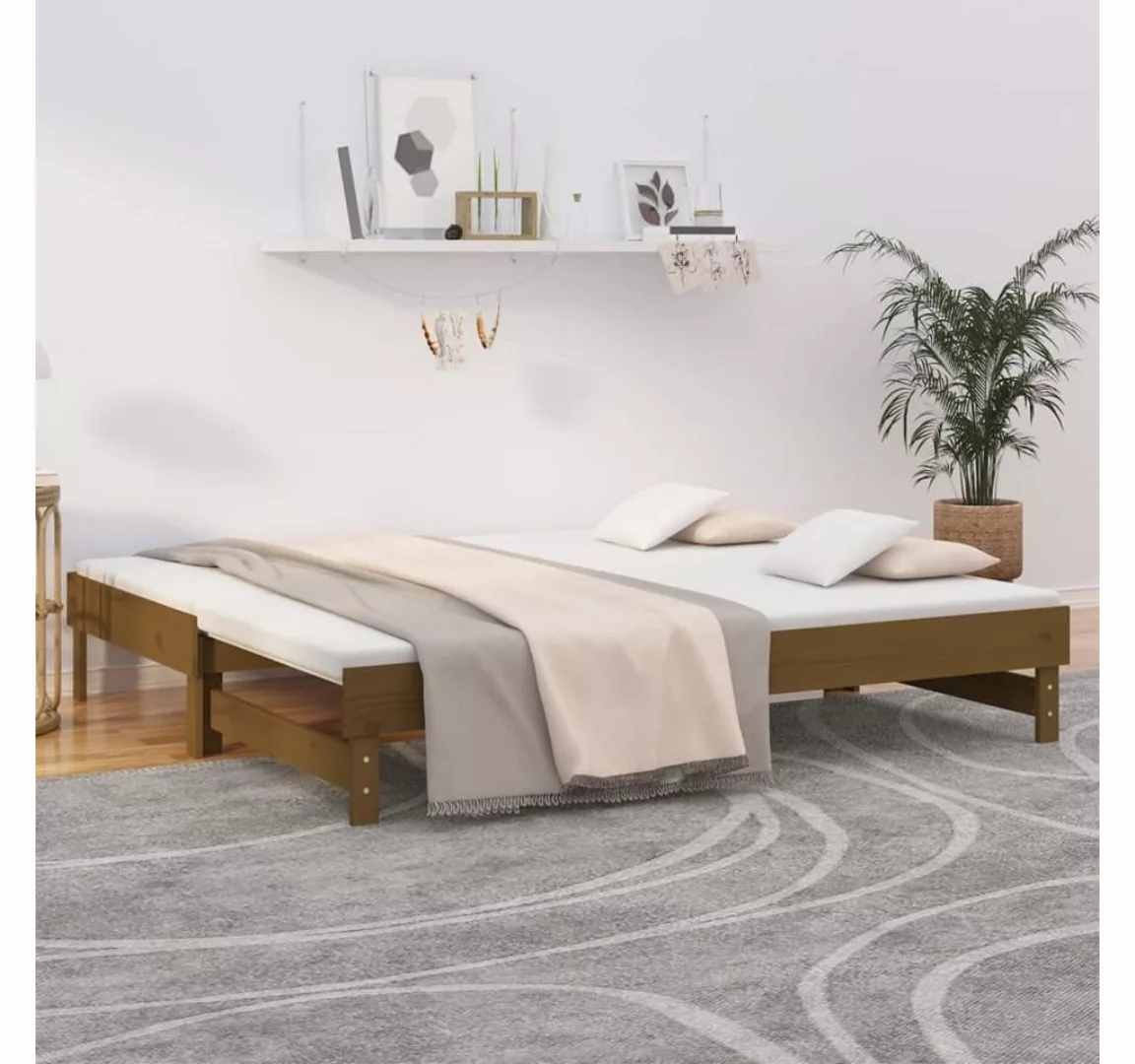 furnicato Bett Tagesbett Ausziehbar Honigbraun 2x(90x190) cm Massivholz Kie günstig online kaufen