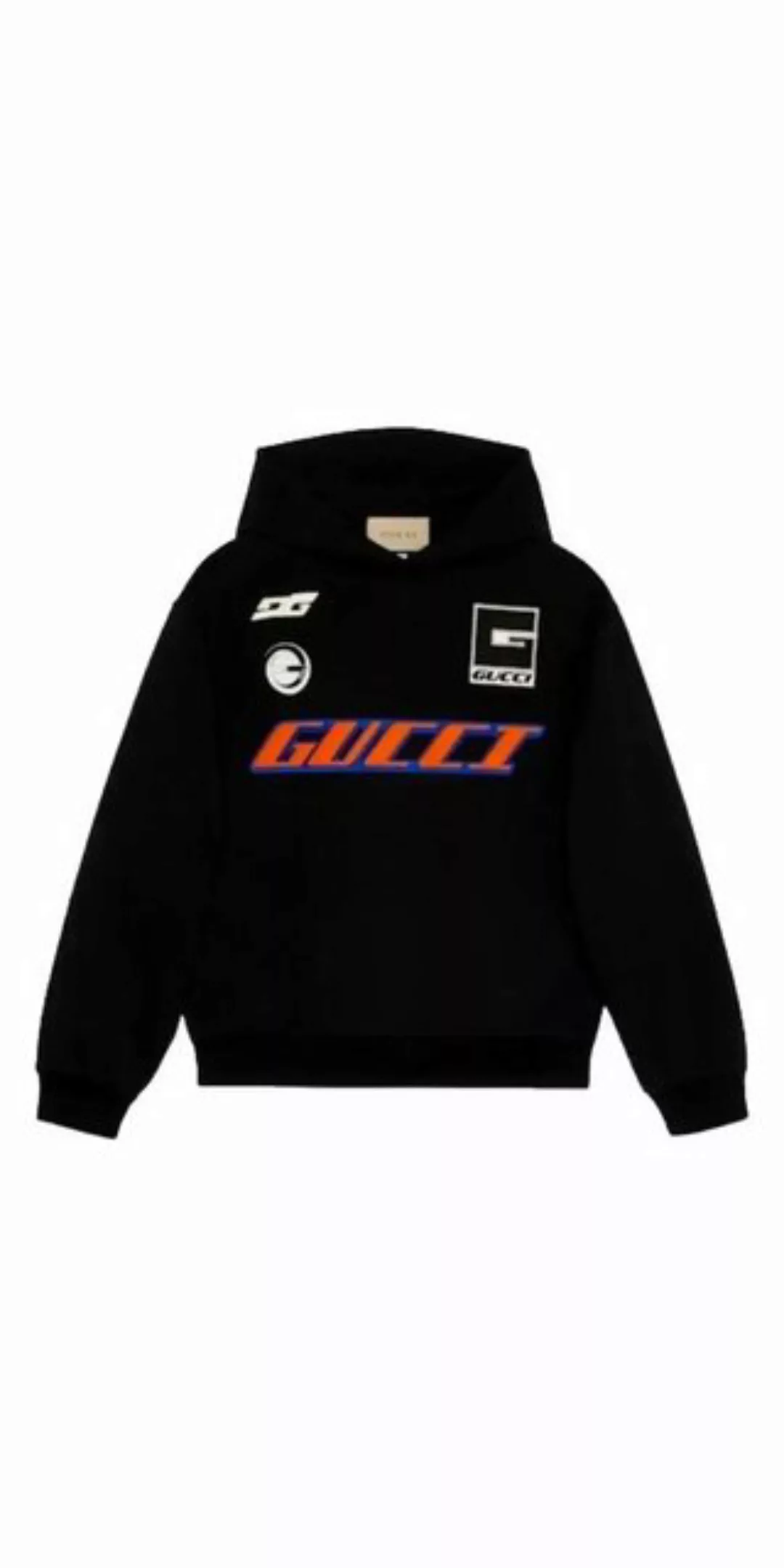 GUCCI Rundhalspullover Gucci Moto Logo Hoodie Schwarz Herren günstig online kaufen